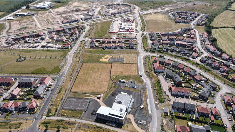 aerial photograph of the site and houses