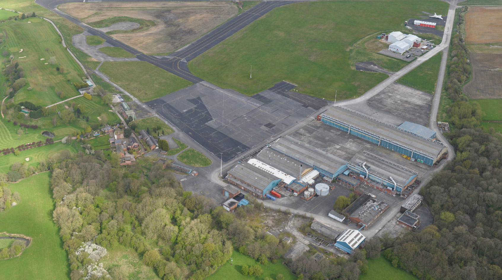 Aerial site photo - showing the previous buildings prior to demolition