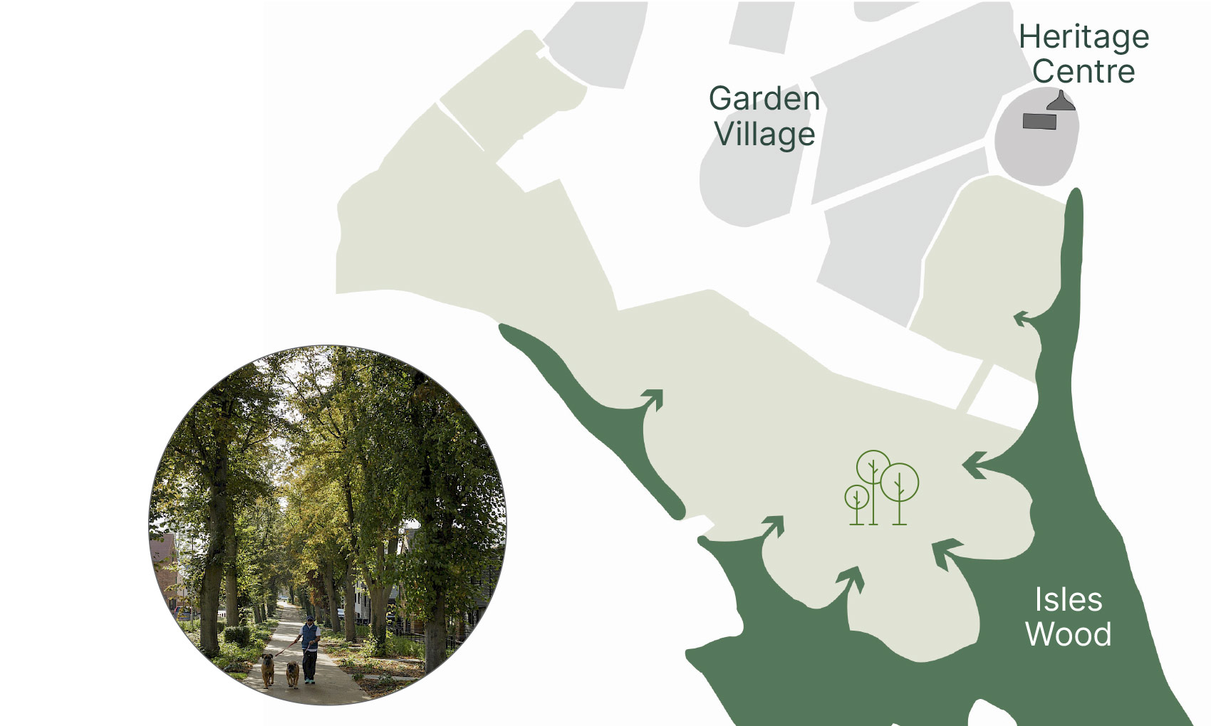 Draw public green spaces into the site diagram